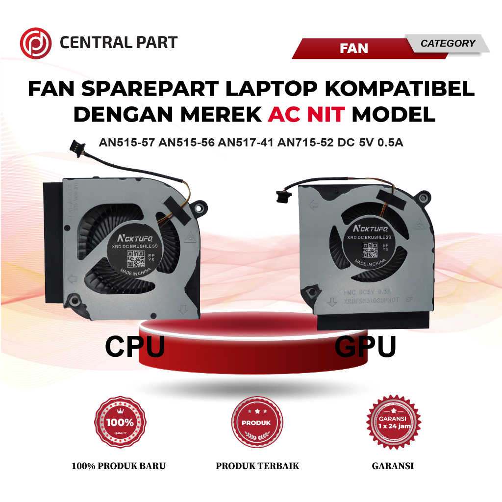 พัดลม ACER NITRO 5 AN515-57 AN515-56 AN517-41 AN715-52 DC 5V 0.5A / สินค้าใหม่