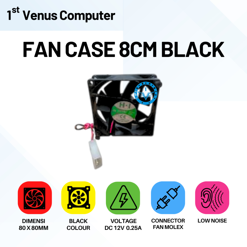 Standard 8CM Black Casing Fan - Molex / Fan Case 8CM Black Casing Fan 80mm 80 mm Black / COM20-FAN