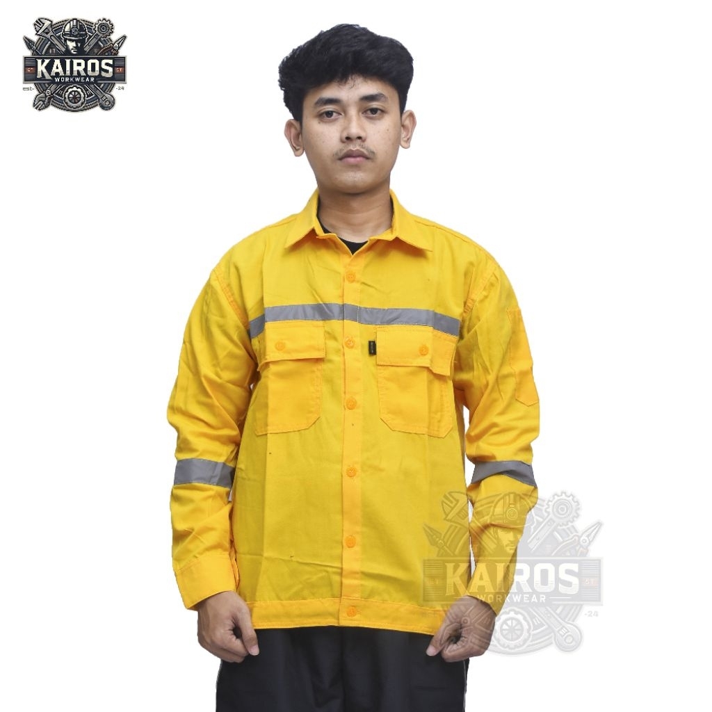 KEMEJA KAIROS - K3 PLAIN WORK SAFETY SHIRT KATELFPAK SKOTLET LONG SLEEVE LATEST WORKS DRILL WEARPACK