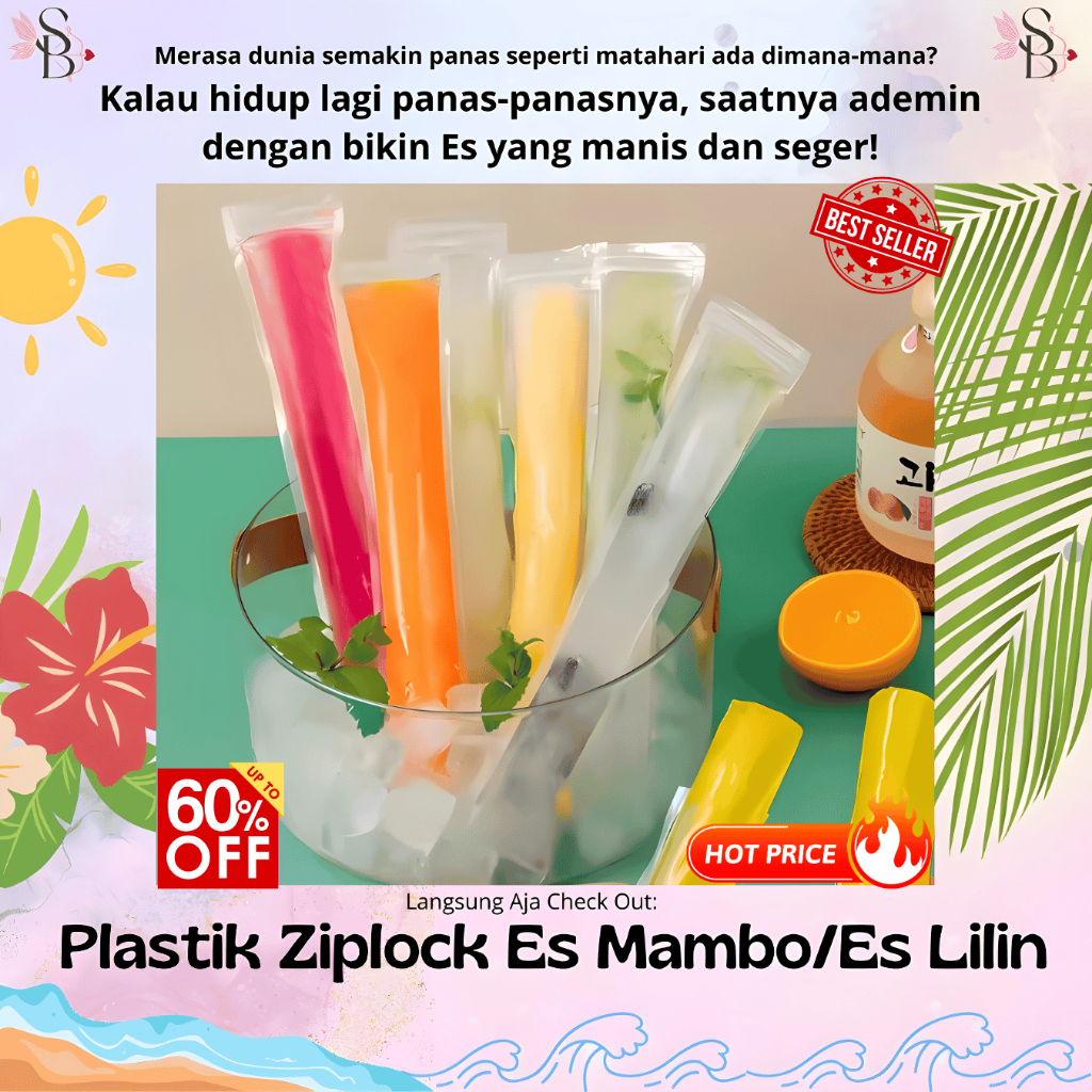 LILIN Mambo Ziplock Ice Cream Plastic / Long Clip Ice Lolly Plastic Bag / Ice Cube Bag / Ice Cube Mo