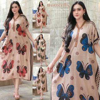 DASTER LOWO SUPER JUMBO/ DASTER KELELAWAR SUPER JUMBO LD 145  JOLLIE MOTIF BUTTERFLY KANCING DEPAN BUSUI RAYON DASTER VIRAL MEKAR HOME DRESS