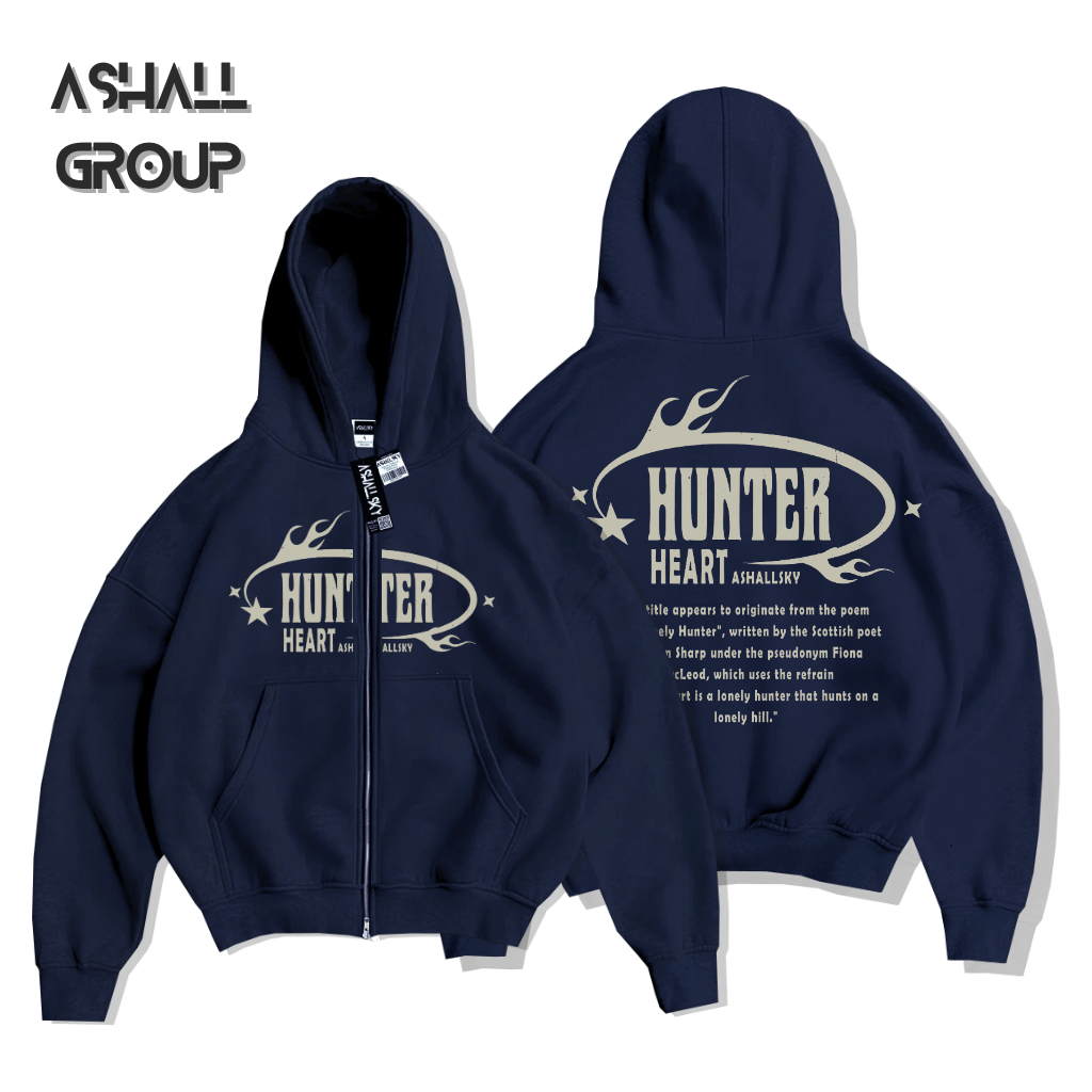 Wahyu_Kelambi Hoodie Boxy Zipper HUNTER Boxy Hoodie Zipper Crop Navy