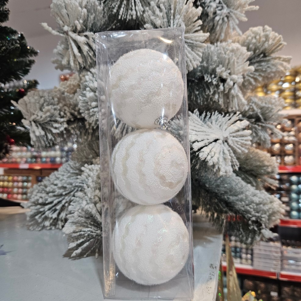 P34/1 Ball บรรจุ 3 คริสมาสต์ ไวท์ คอร์ก 8ซม