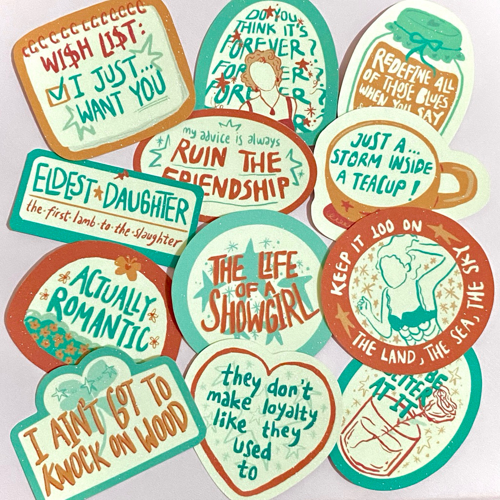 ชีวิตของสติ๊กเกอร์ Showgirl | สติ๊กเกอร์ Taylor Swift Glittery Diecut