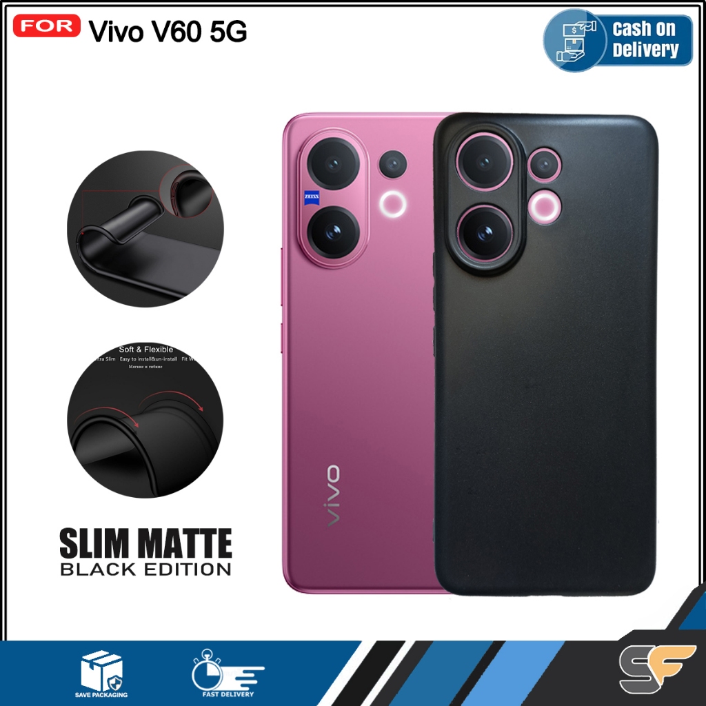 Slim Black Matte Premium Case Vivo V60 V50 Lite iQOO Z7 Z7x 5G Vivo V30E V30 Pro Vivo V29E V29 5G V2
