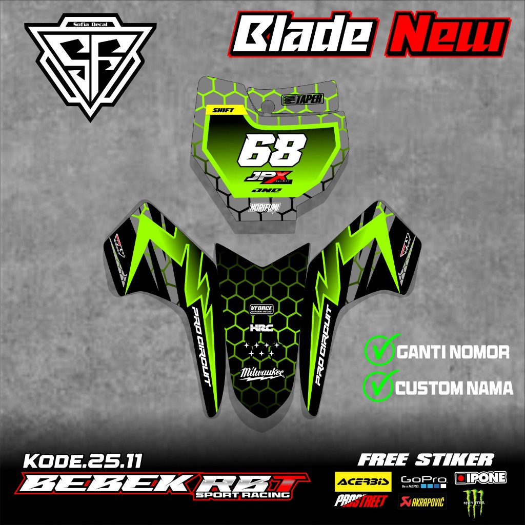 สติ๊กเกอร์รูปลอกจํานวนแผ่นเริ่มต้น + ใบมีดบังโคลนหน้า มอเตอร์ใหม่ Crf Klx 150 Klx Bf Klx Gordon Dtra