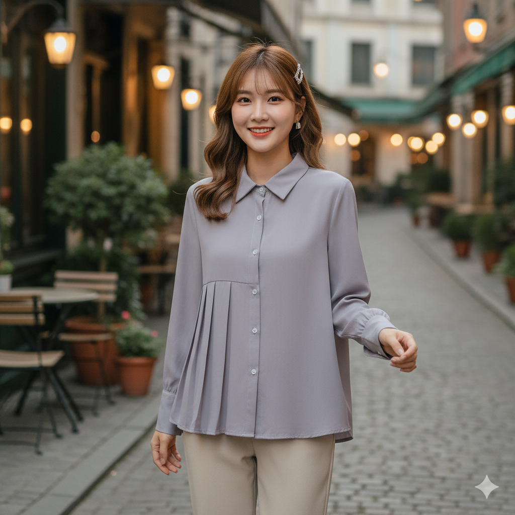 KEMEJA IL - Naomi Blouse เสื้อเชิ้ตผู้หญิงธรรมดาขนาดจัมโบ้ เสื้อเชิ้ตผู้หญิงมุสลิมขั้นพื้นฐานพร้อมปุ