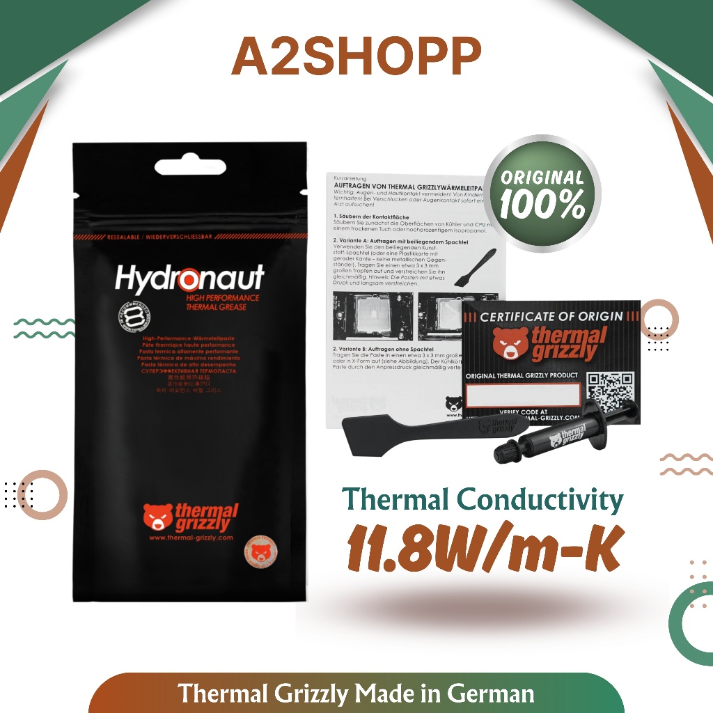 Thermal Grizzly Hydronaut 1 Gram Thermal Paste - Original Germany Thermal Cooling Paste