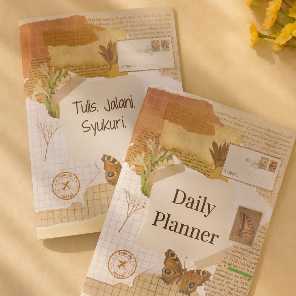 Daily Planner Aesthetic Retro A5 – Daily Planner และ Cozy Book สําหรับบันทึกประจําวัน