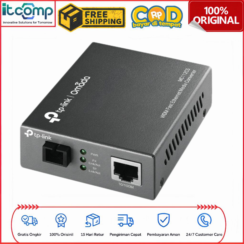TP-Link MC112CS 20KM Omada 10/100Mbps ตัวแปลงสื่อ WDM โหมดเดียว