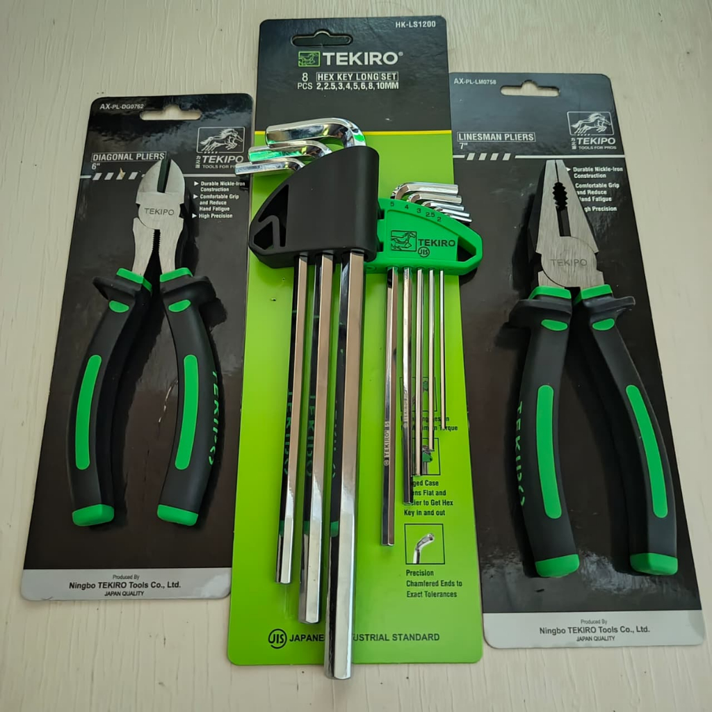 แพ็คเกจ 3 ชุด PLIERS + L-WRENCH / TEKIPO 6" CUTTING PLIERS + TEKIRO 8PCS L-WRENCH + 7" COMBINATION P
