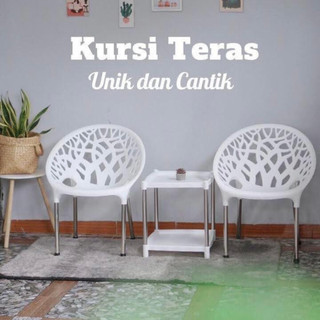 MONDOWARE | Kursi Balkon Estetik/Kursi Santai Unik Cantik/Kursi Rumah Premium/Kursi Ruang Tamu/Kursi Cafe Minimalis/Kursi Franchise/Kursi Teras Cantik/Kursi Taman/ Kursi Plastik Premium Kaki-Besi Stainless Steel Chair (KR5-The Sofa)