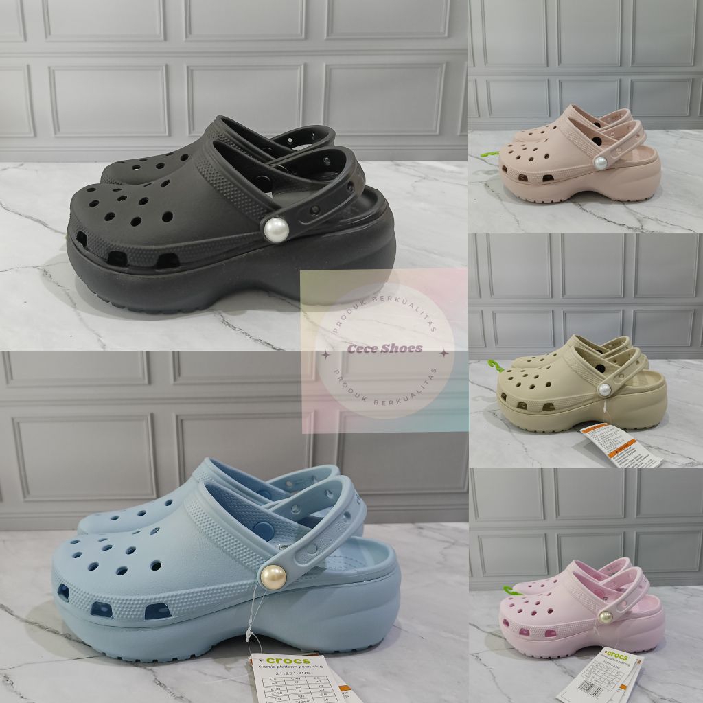 Classic Platform Pearl Clog Unisex/Pearl Platform Clog/รองเท้าแตะผู้หญิง