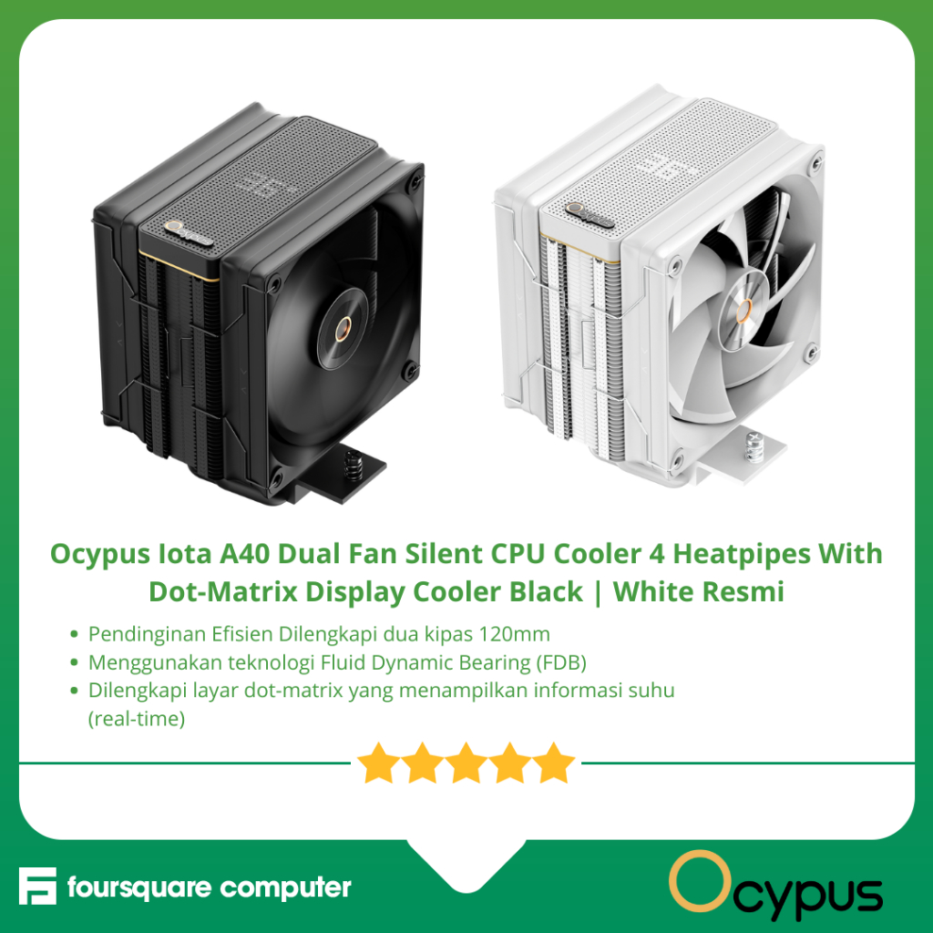 Ocypus Iota A40 พัดลมคู่ Silent CPU Cooler 4 Heatpipes พร้อม Dot-Matrix Display Cooler สีดํา | สีขาว