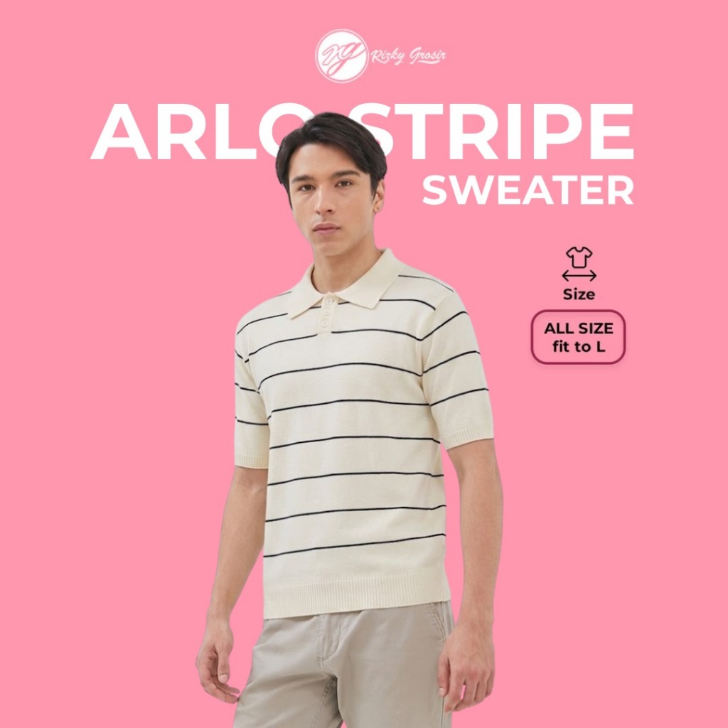 Arlo knit polo shirt Strip คอปกผู้ชาย