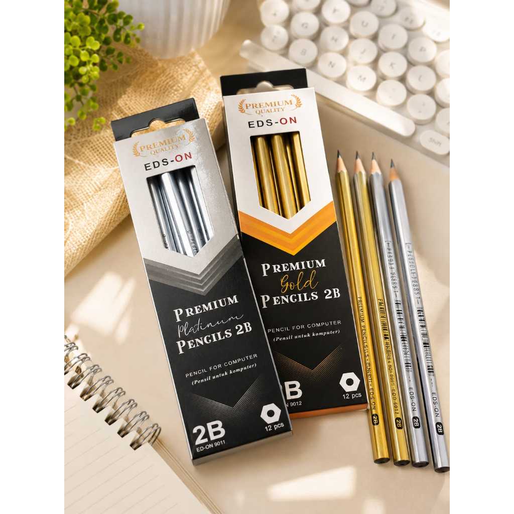 2B GOLD PENCIL 2B PLAIN คุณภาพดี 2B WOODEN PENCIL WOODEN DRAWING PENCIL