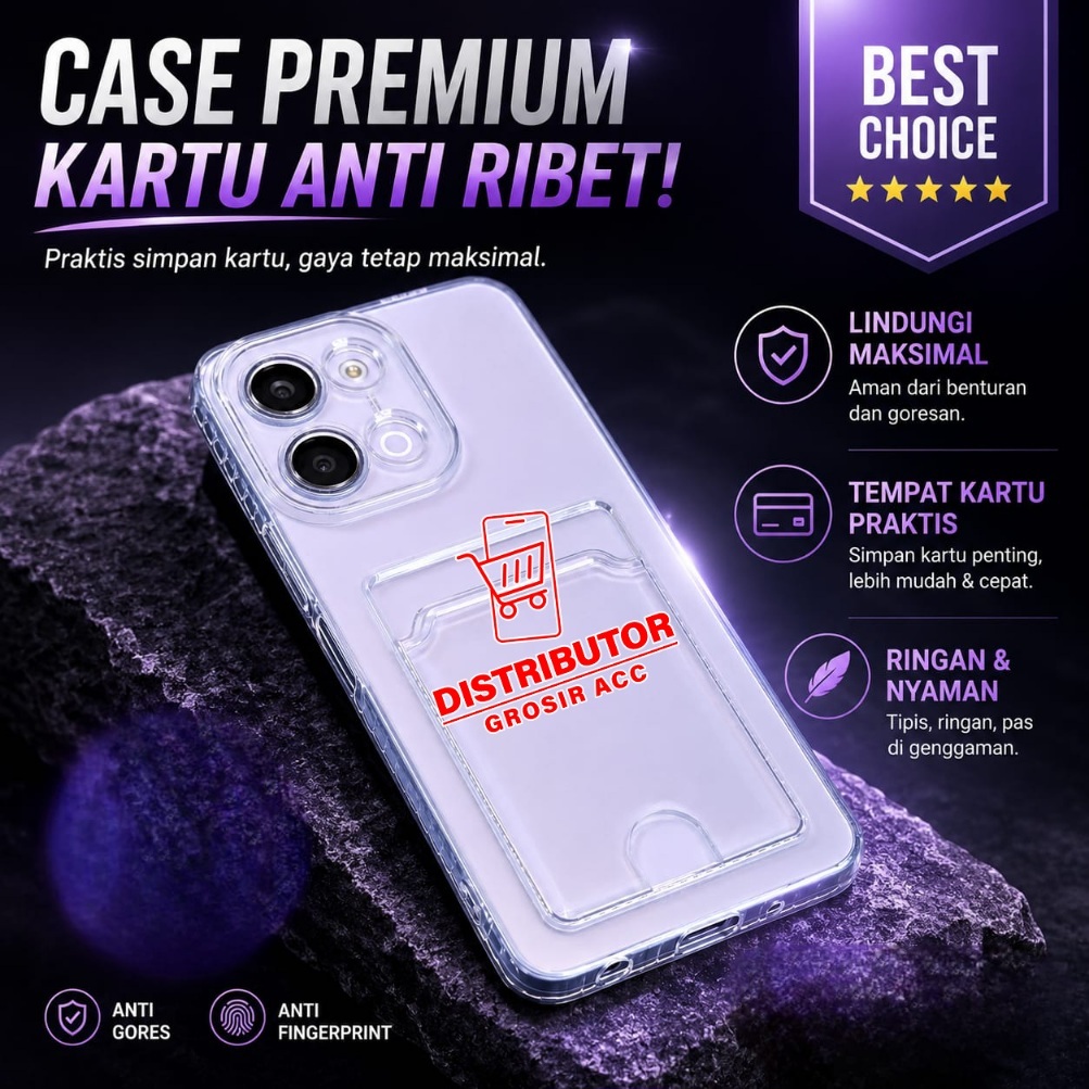 VIVO Y05 VIVO Y11D VIVO Y31D VIVO Y31D PRO VIVO T5 5G SOFTCASE CARD CASE CLEAR CARD SLOT CASE VIVO Y