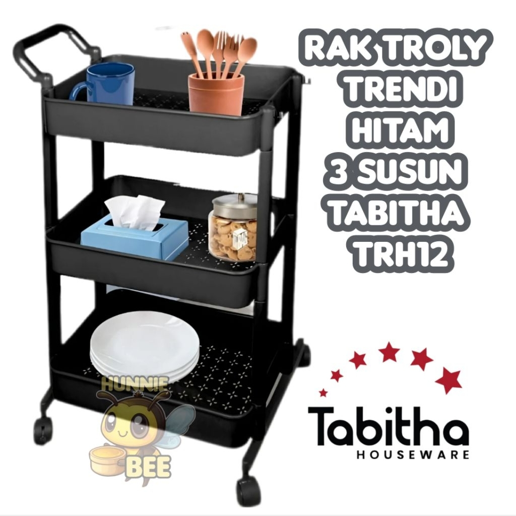TRENDY BLACK TROLLEY RACK 3 TIER & 4 TIER TABITHA TRH12 TRH8