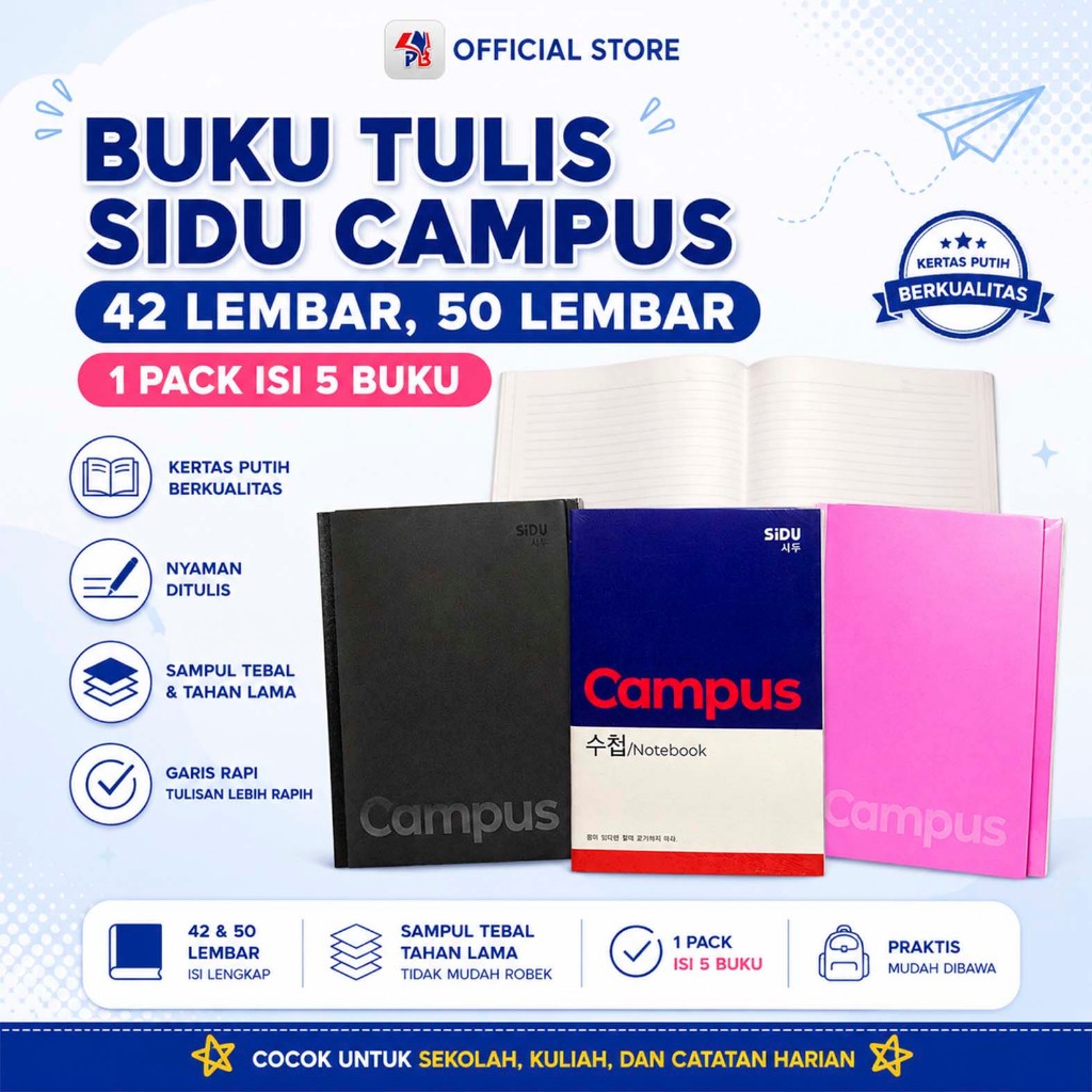 Sidu Notebook 50 และ 42 แผ่น / Sidu Notebook CAMPUS Notebook EB 50 CAMP N และ GNB 42 CAMP BLA T - 1 