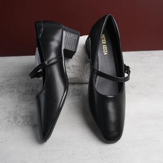 [NEW] Peter Keiza Sepatu Pantofel Kerja Wanita Mary Jane Polos Hitam Bahan Matte Elegan PZT01-2