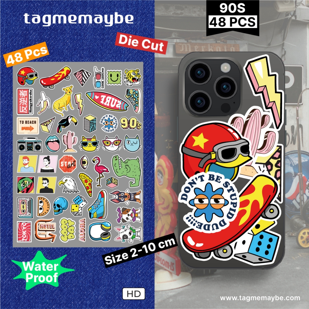 สติ๊กเกอร์แพ็ค 90s y2k Aesthetic Vintage Waterproof – Laptop Helmet Case Tumbler Journal Suitcase De
