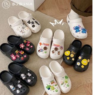 BUBUNA-Pin Sandal Wanita Baim Sandal Fuji Wanita/Pria Clog Cewek Casual Fashion Korea Kekinian Sendal Selop Unisex Kodok