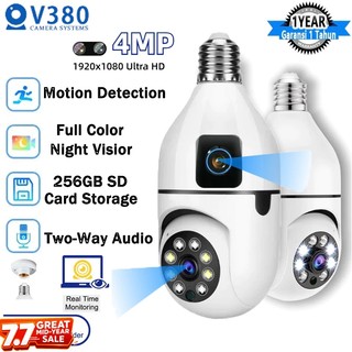V380 Pro Lampu CCTV Dual Lens Kamera HD 8MP Wifi Remote Viewing 360° Motion Detect Security Kamera