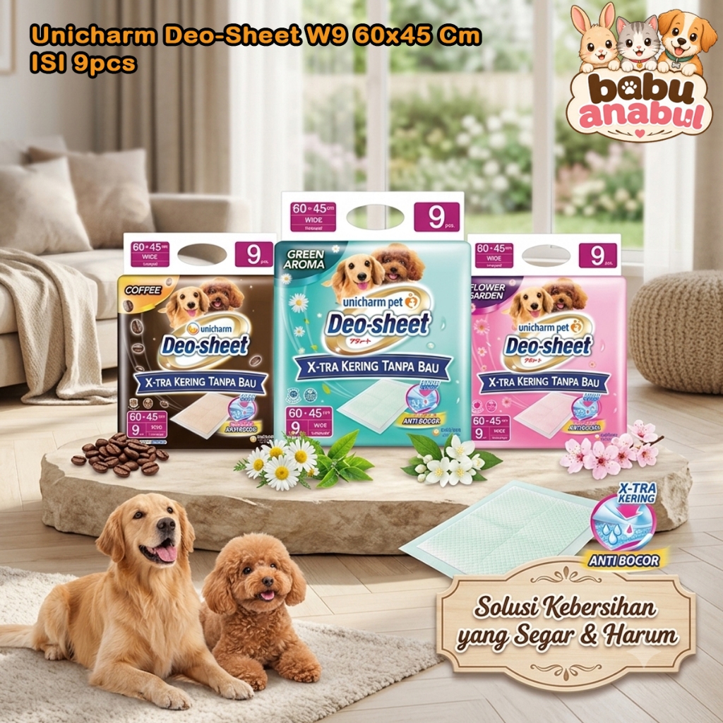 Unicharm Pet - Deo Sheet Underpad Pee Pad Alas 60x45 Wide 9