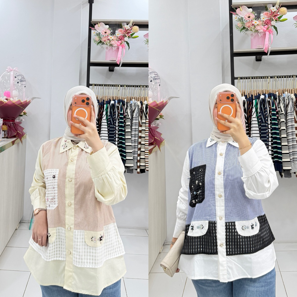 KEMEJA Fatunhijabs - เสื้อท็อปผู้หญิง Adela