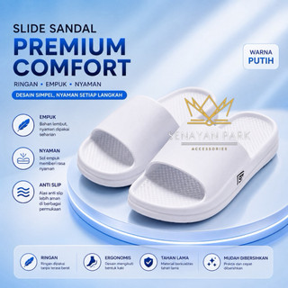 SEN Smile Putih Dan Hitam Sandal slop pria EVA / Sandal rumah laki laki / Sendal slop pria / Sandal slide pria 30 - 44