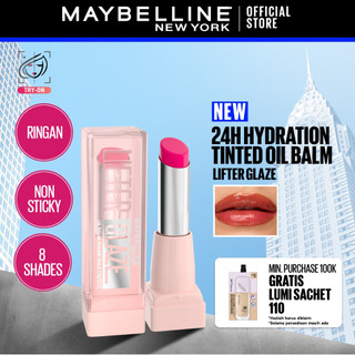 [NEW LAUNCH] MAYBELLINE OFFICIAL Lifter Glaze Tinted Oil Balm Liptint Lipbalm Tinted Balm Tidak Lengket Glaze Natural Gloss Tinted Lip Tahan Lama Ringan Non-Sticky