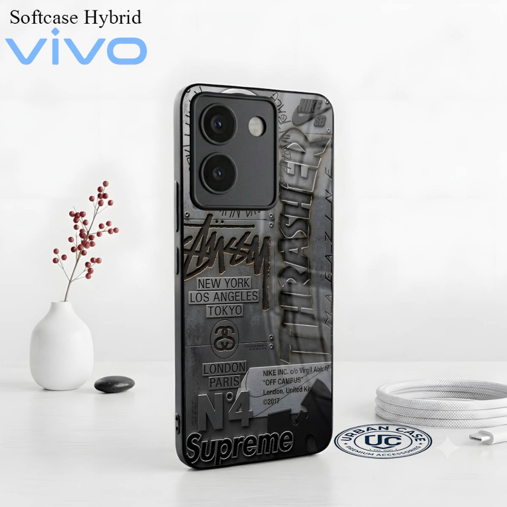 UB57 Softcase Glossy Vivo Y16 Y22 Y22S Y35 Y36 4G 5G Y27 5G Y27Sป้องกันHpกรณีเงาแก้วGlossyยางซิลิโคน
