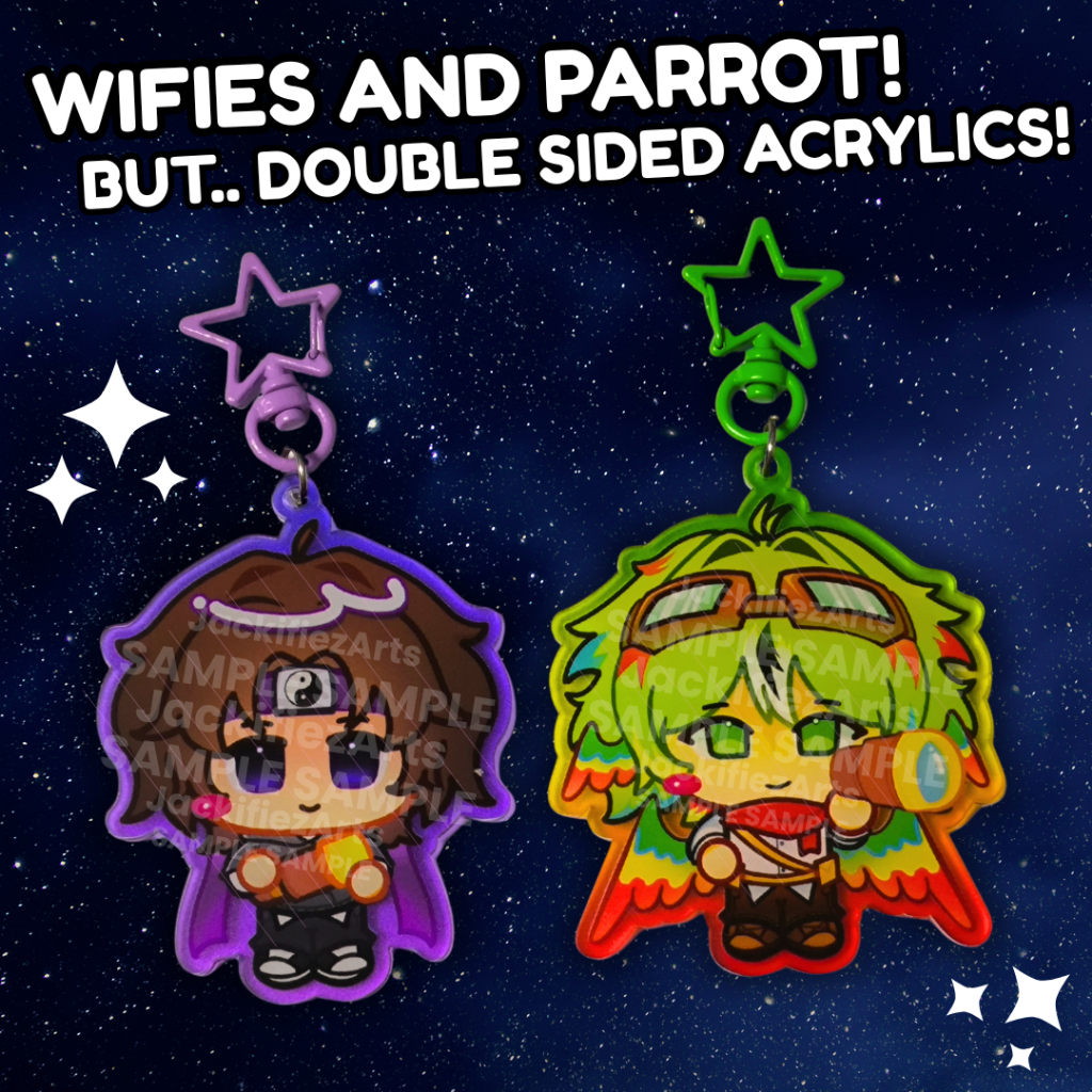 GANTUNGAN Fan Merch Unstable Universe Wifies Parrot Odyssey Duo MCYT พวงกุญแจอะคริลิคสองด้านโปร่งแสง