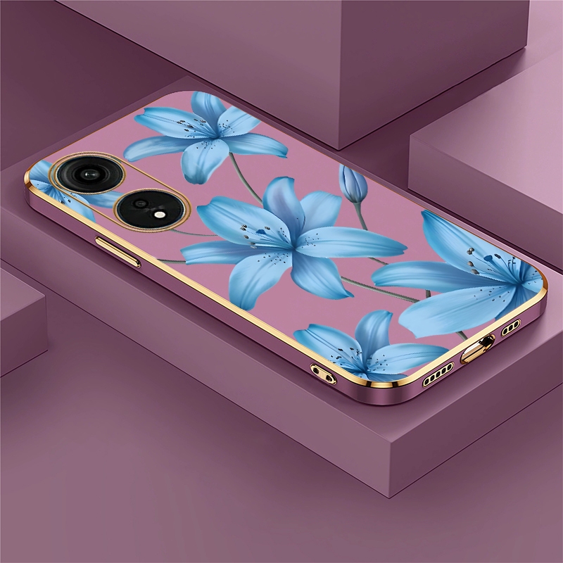 สําหรับ OPPO A95 4G F1S F19 F19S Reno 6 Lite A77 A71 A59 A57S A57E A12 A5S A58 Lily ดอกไม้พิมพ์ชุบ