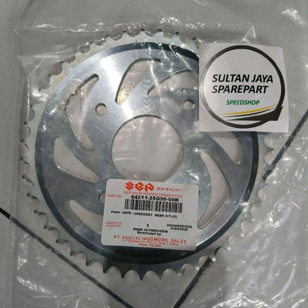 REAR GEAR 43 SUZUKI SATRIA FU 150 FACELIFT 2013-2016 ORIGINAL SGP 64511-25G050-00K