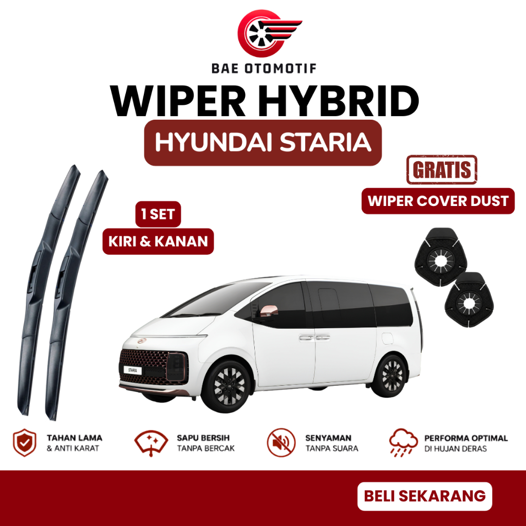 แพ็คเกจปัดน้ําฝนกระจกรถยนต์ Hyundai Staria Hybrid 1 ชุดด้านหน้าฟรีฝาครอบปัดน้ําฝนฝุ่น