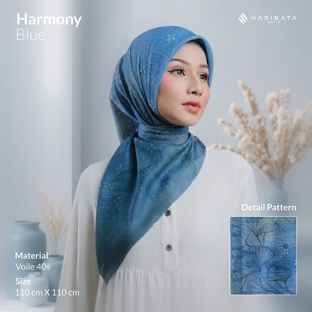 Hadinata Batik Hijab Premium Harmony Blue