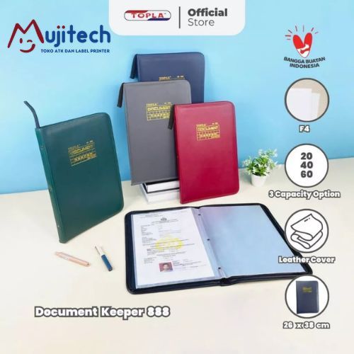 TOPLA DOCUMENT KEEPER F4 DK 888 WATERPROOF LEATHER ZIPPER DOCUMENT FOLIO ZIPPER