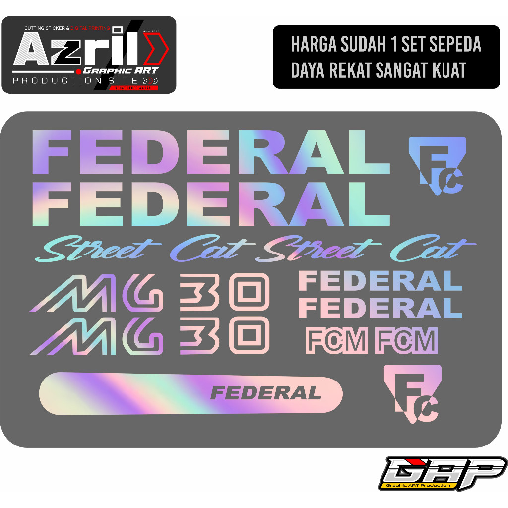 สติ๊กเกอร์ติดจักรยาน Federal CUTTING, Federal streetcut mg 30