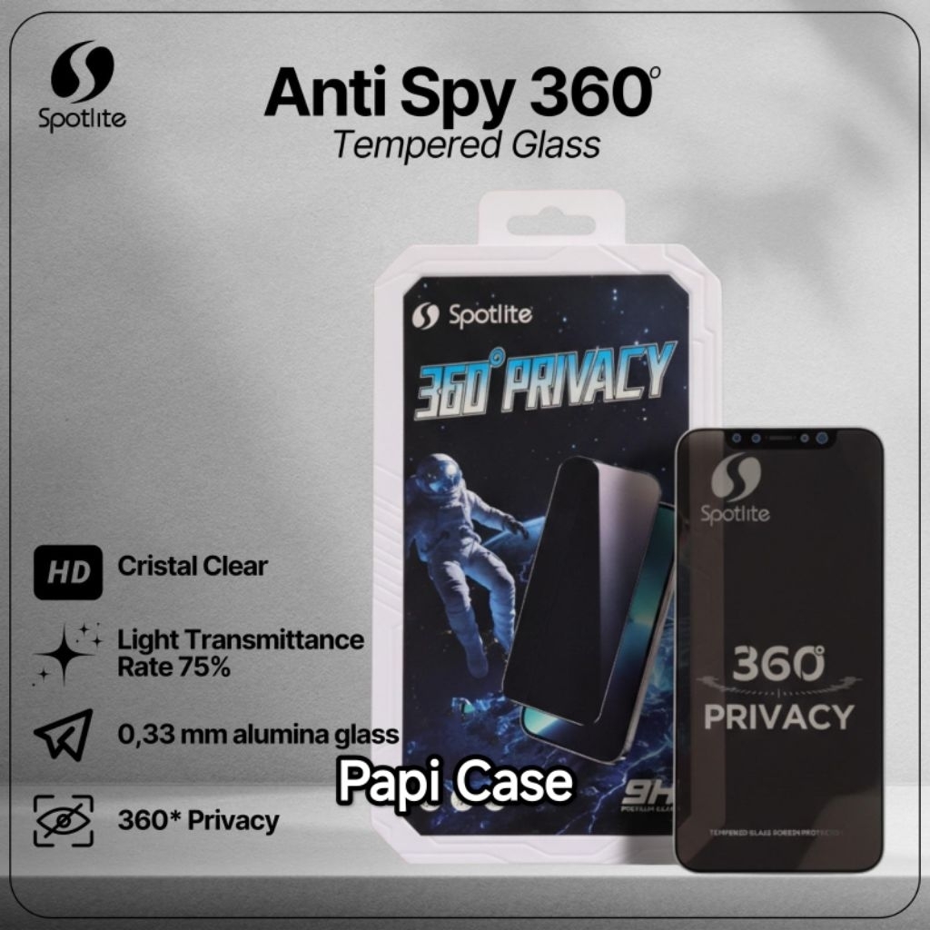 IPone 17 / iPhone 17 Pro / iPhone 17 Pro Max กระจกนิรภัย Spotlite Anti Spy 360° คลุมทั้งหมด