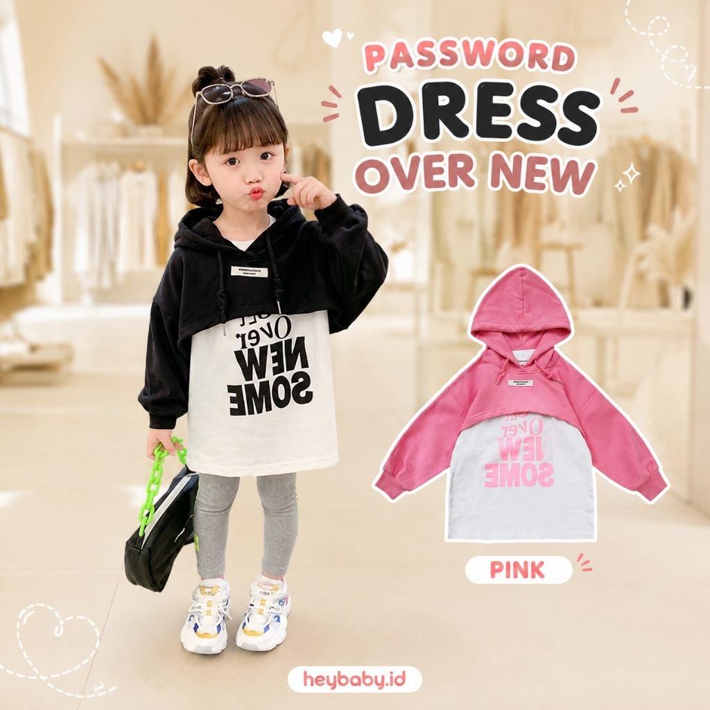 HEYBABY - PASSWORD DRESS OVER NEW Dress Sweater 1 - 7 ปีเสื้อผ้าเด็กคุณภาพ
