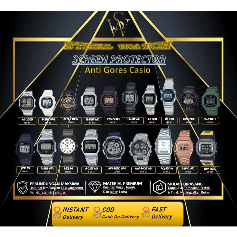 LAYAR [ Ready New ] Anti-Scratch Casio ฟิล์มกันรอยหน้าจอทั่วไปกระจกนิรภัยกันรอยหน้าจอ F91W A158 A168