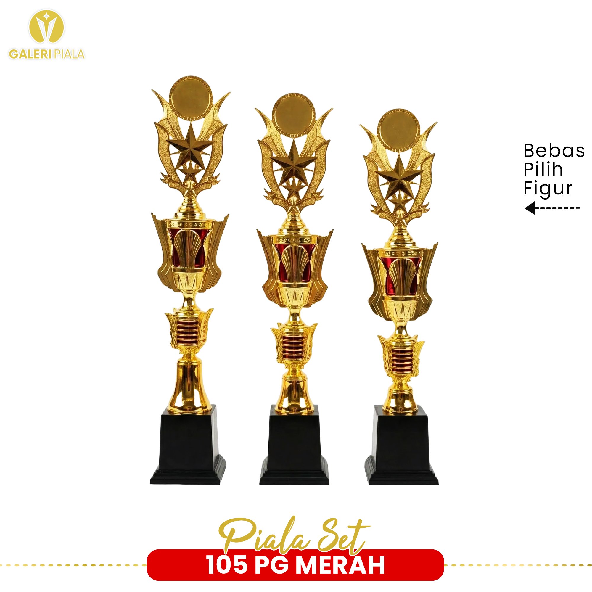 MERAH 1 ชุด Trophy 123 Champion รุ่น 105 PG Red Cool Trophy Championship School Tournament Sports กา