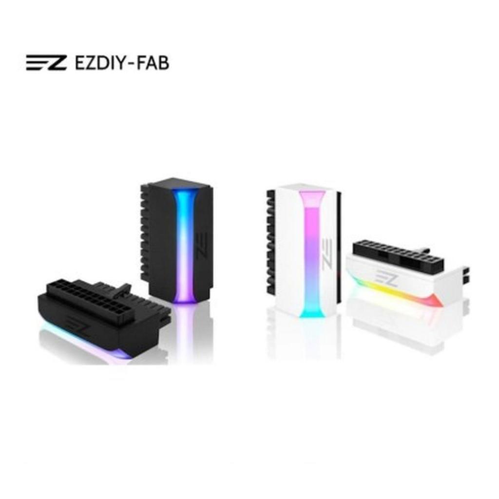 EZDIY-FAB ATX 24 PIN 90 องศาอะแดปเตอร์มุมพร้อมโมดูล ARGB