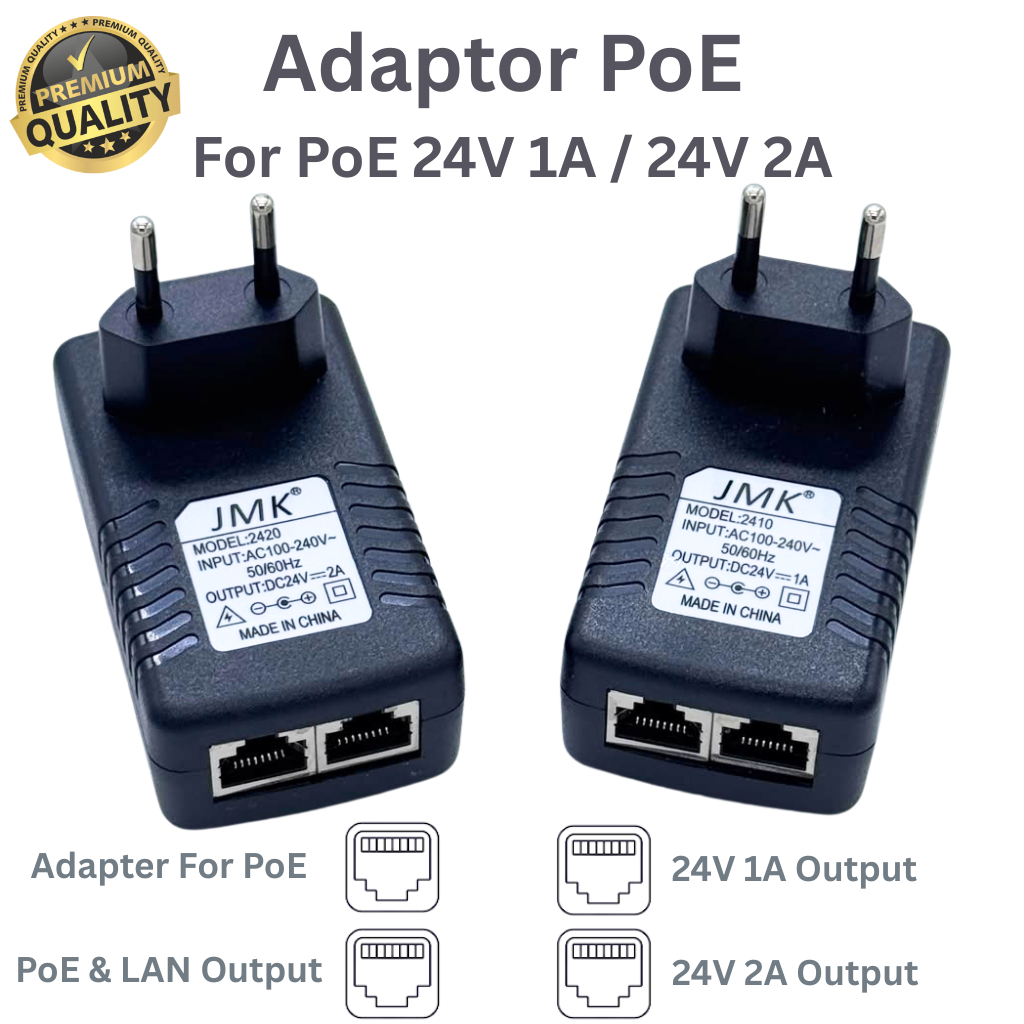 POE 24V 1A / 24V 2A อะแดปเตอร์จ่ายไฟ PoE 24 โวลต์ 1 Ampere และ 2 Ampere คุณภาพระดับพรีเมียม