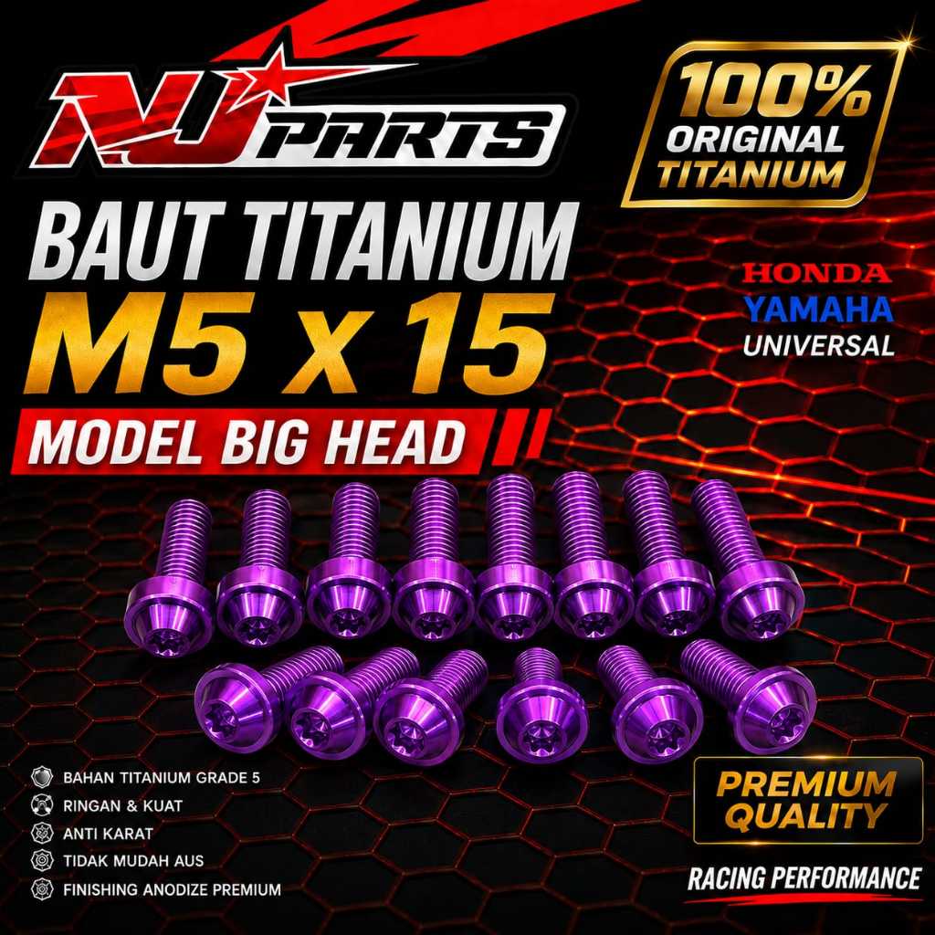 Titanium Bolt M5 x 15 ด้ายหัวใหญ่ 8 ยาว 1.5 CM Unit Price (1 ชิ้น) เกรด 5 njparts titan.