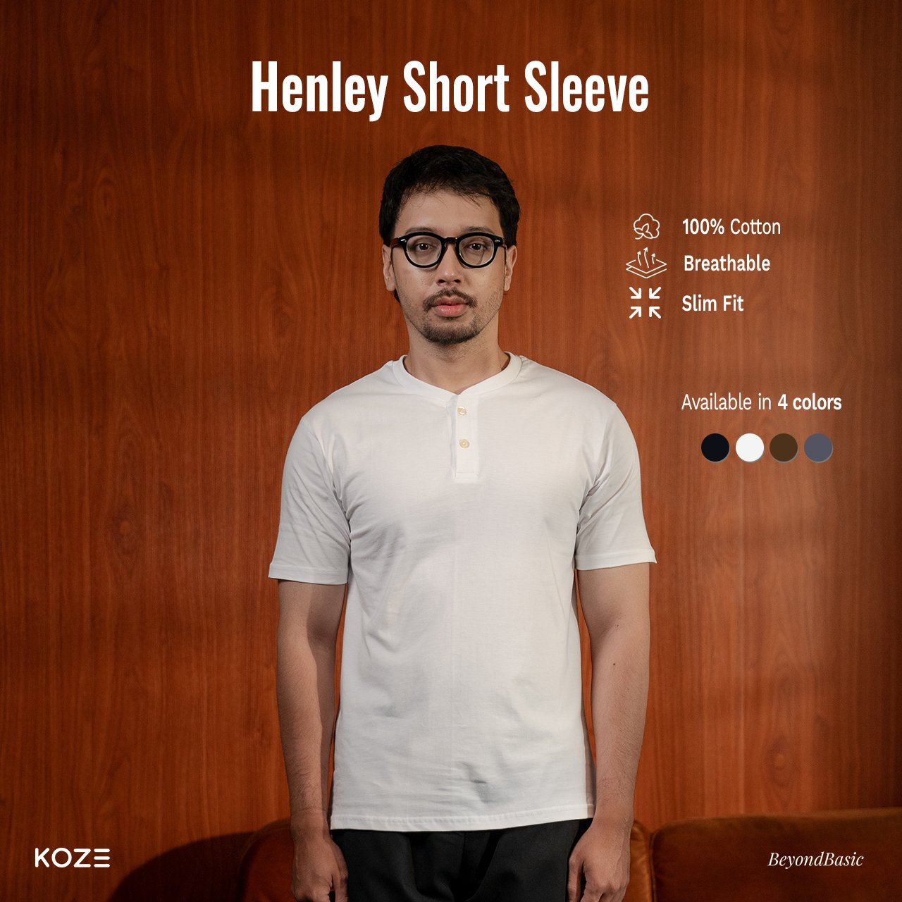 KOZE -Henley Short Sleeve White - Henley Short Sleeve White