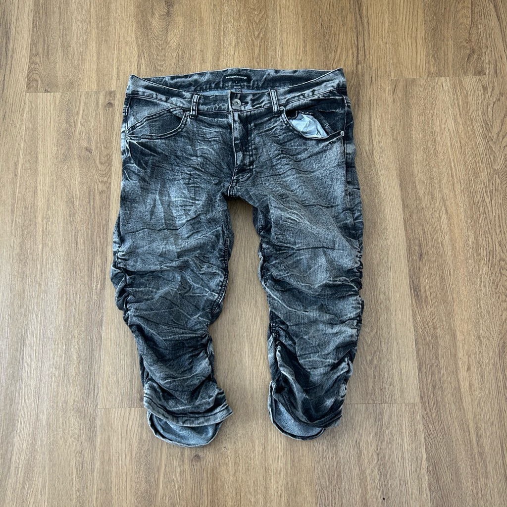 Semantic Design Grey Jeans Ruched Scrunchy Skinny Y2K Vintage