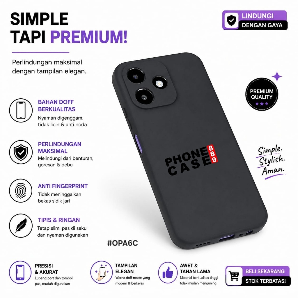 OPPO A6C CASE MACAROON BLACK SQ CASE สีดํา OPPO A6C MSB