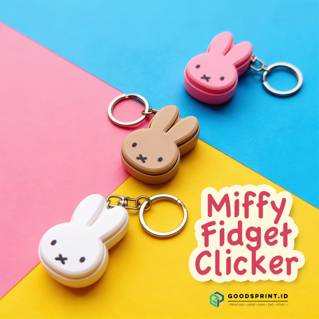 GANTUNGAN Miffy Fidget Clicker พวงกุญแจ | พวงกุญแจที่ไม่ซ้ํากันพวงกุญแจกระต่ายของที่ระลึกน่ารัก | สว